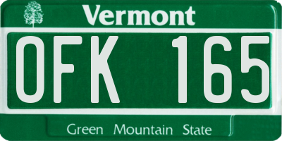 VT license plate OFK165
