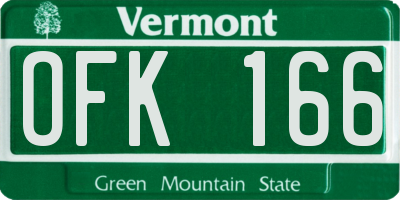 VT license plate OFK166