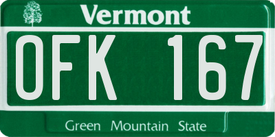 VT license plate OFK167