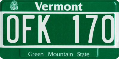 VT license plate OFK170