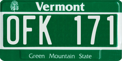 VT license plate OFK171