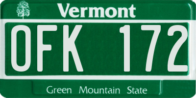 VT license plate OFK172