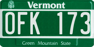 VT license plate OFK173