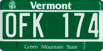 VT license plate OFK174