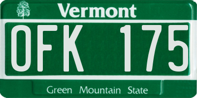 VT license plate OFK175