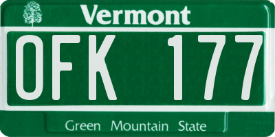 VT license plate OFK177