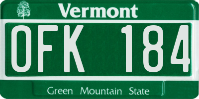 VT license plate OFK184