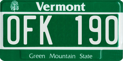 VT license plate OFK190