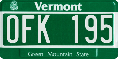 VT license plate OFK195