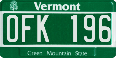 VT license plate OFK196