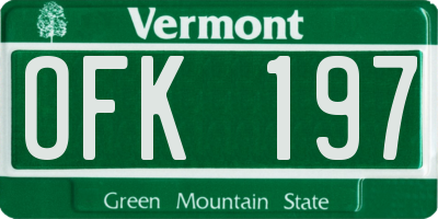 VT license plate OFK197