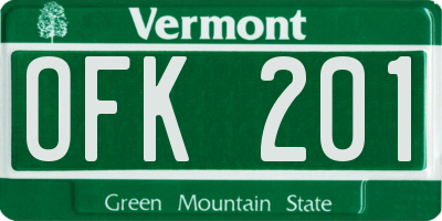 VT license plate OFK201