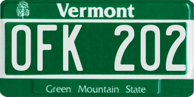 VT license plate OFK202