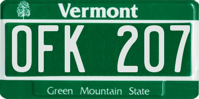 VT license plate OFK207