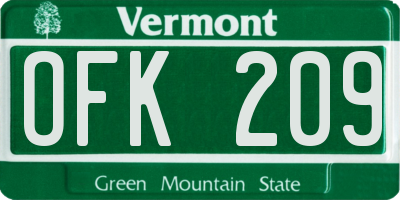 VT license plate OFK209
