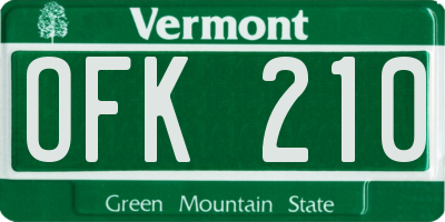 VT license plate OFK210