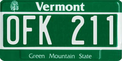 VT license plate OFK211