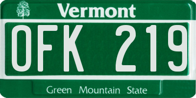VT license plate OFK219