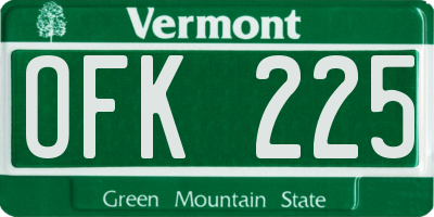 VT license plate OFK225