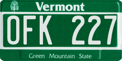 VT license plate OFK227