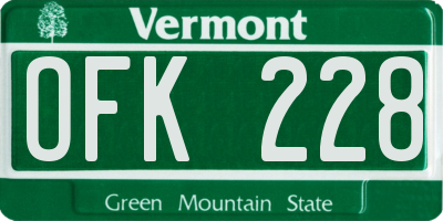 VT license plate OFK228