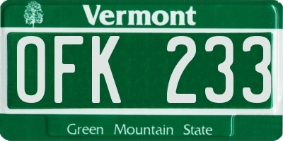 VT license plate OFK233