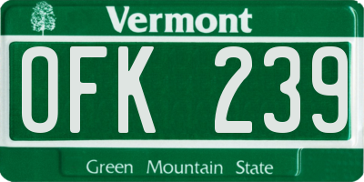 VT license plate OFK239