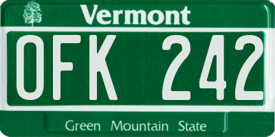 VT license plate OFK242