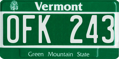 VT license plate OFK243