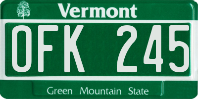 VT license plate OFK245