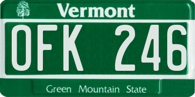 VT license plate OFK246