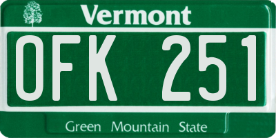 VT license plate OFK251