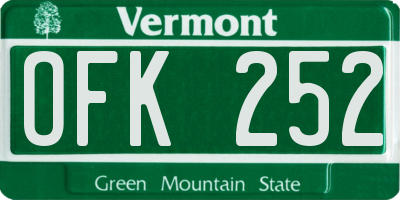 VT license plate OFK252