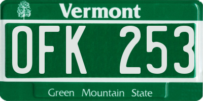 VT license plate OFK253