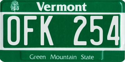 VT license plate OFK254