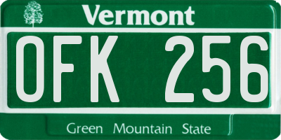 VT license plate OFK256