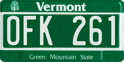 VT license plate OFK261