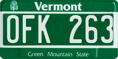 VT license plate OFK263