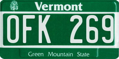 VT license plate OFK269