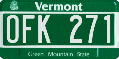 VT license plate OFK271