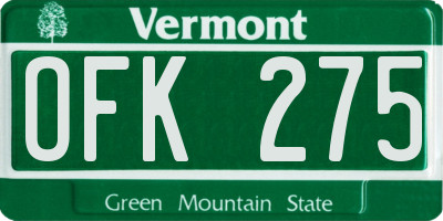 VT license plate OFK275