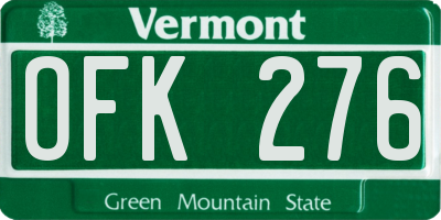 VT license plate OFK276