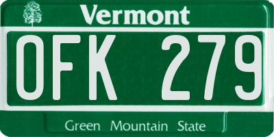 VT license plate OFK279