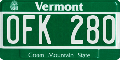 VT license plate OFK280