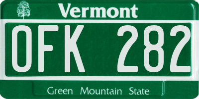 VT license plate OFK282