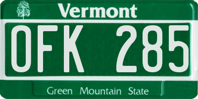 VT license plate OFK285