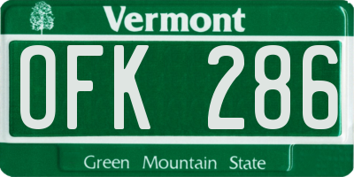VT license plate OFK286