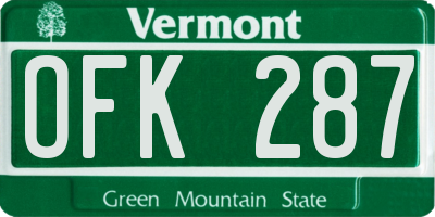 VT license plate OFK287