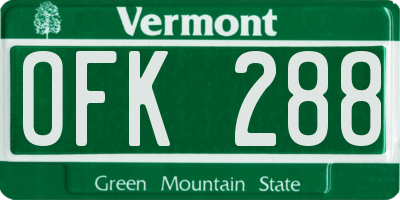 VT license plate OFK288