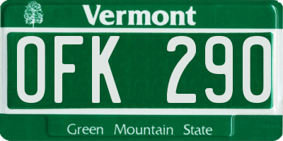VT license plate OFK290